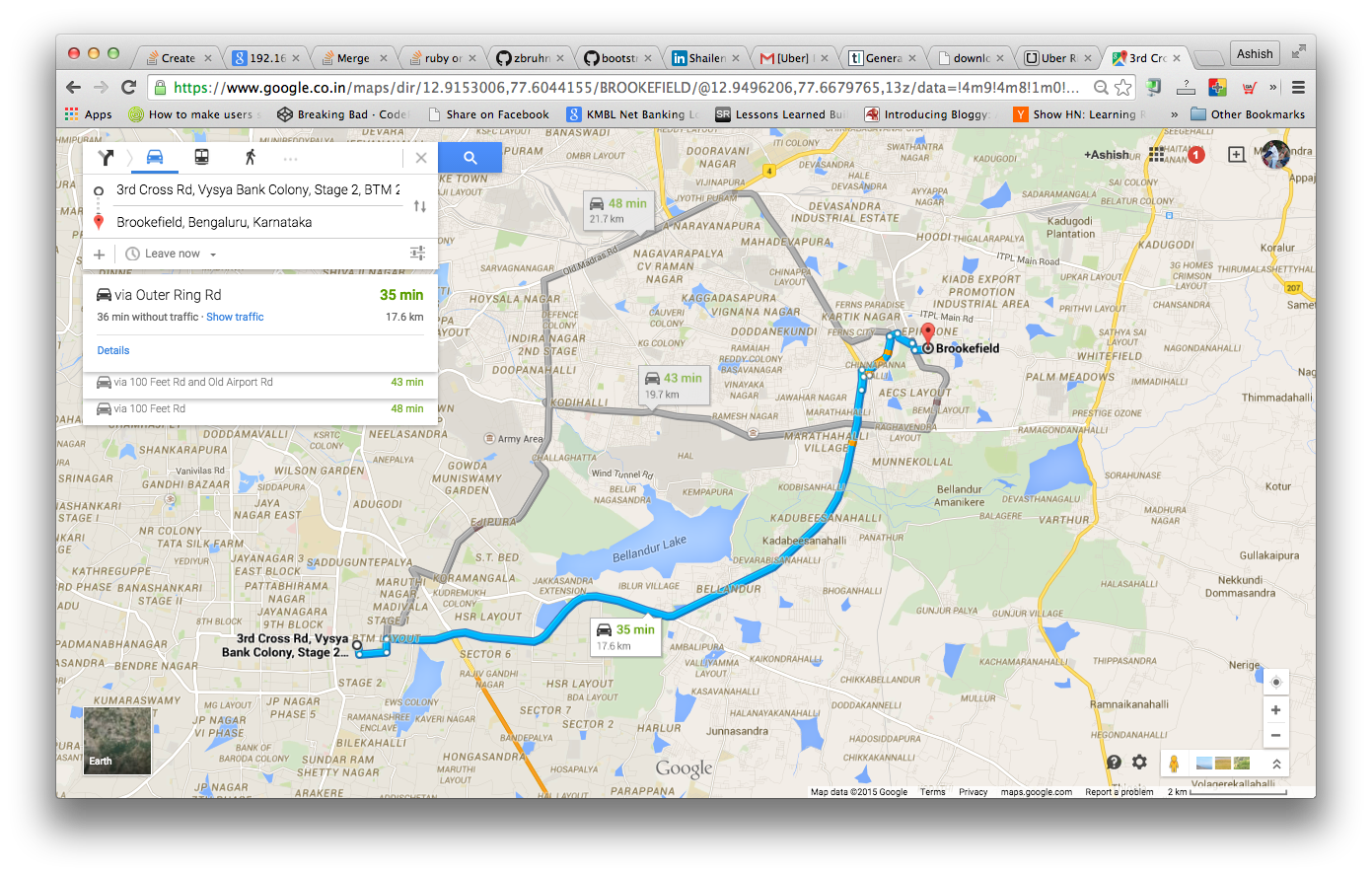 Google Maps Jaydeva to Brookfield